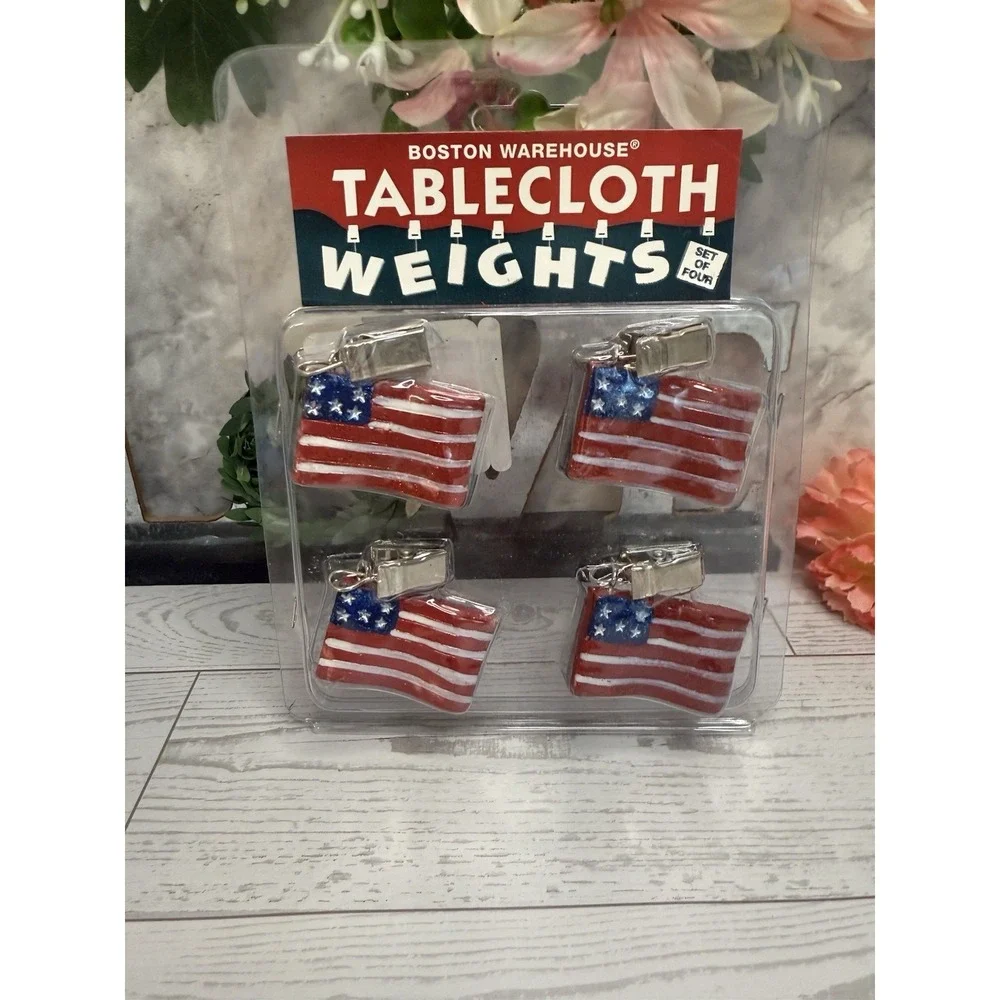 2001‎ Lot 2 Boston Warehouse Tablecloth Weights American Flag Patriotic July 4TH